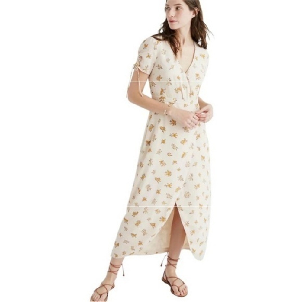 Madewell 100% Silk Faux Wrap Maxi Dress in Field Bouquet size 00